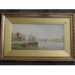 A Vickers, (19th/20th century British), a watercolour, river vista, signed, 22 x 44cm, mounted,