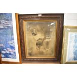 A vintage print of a Collie dog in oak frame