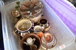 A selection of ceramics and metal wares including cake trays