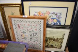 A selection of prints pictures and embroidery