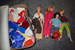 A selection of mid century childrens toy dolls and accessories including Dollikin figures