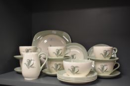 A mid century partial tea set,Copeland Spode 'Olympus' to include cups and saucers, sugar basin