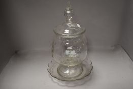 A late Victorian cut glass lidded pickle jar.