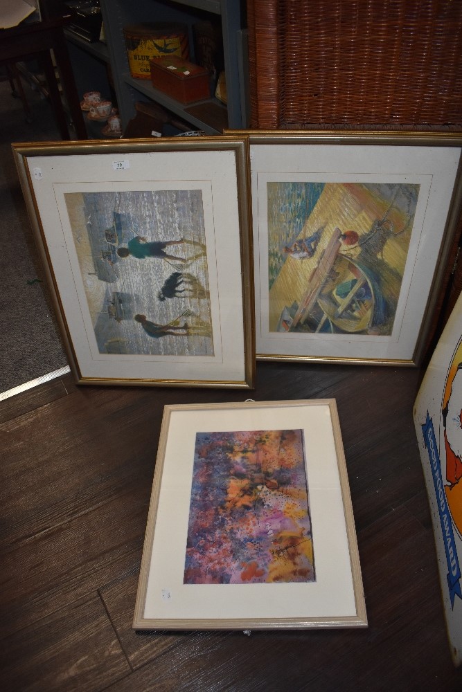 Cedric Robinson interest, a selection of prints, inc a pair of harbour scences, 33 x 43cm, mounted