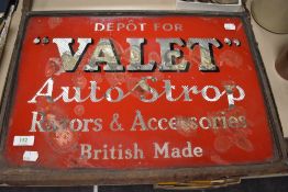 An early 20th century double sided glass and mirror backed sign for Valet Razors and Gillette