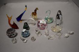 A selection of Crystal and glass including Swarovski crystal animals.