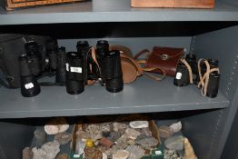 Three pairs of modern binoculars including Carl Zeiss 10x50, Mark Scheffel 20x50 and Zeiss 8x30