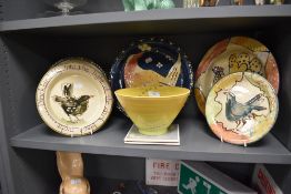 A collection of studio art including local interest to Levens bee bowl,and handmade plates from