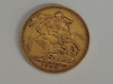 A United Kingdom Edward VII 1905 Gold Sovereign, Melbourne Mint mark