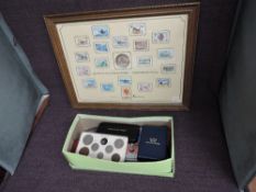 A box of mainly GB Crowns along with a Pobjoy Mint framed Bicentenary of Manned Flight-Commemorative