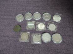 A collection of GB and World Silver Crown sized Coins including GB 1820, 1889 x2, 1891, 1895,