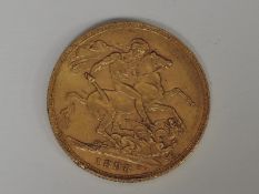 A United Kingdom Queen Victoria 1898 Gold Sovereign, no mint mark