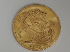 A United Kingdom George V 1915 Gold Sovereign, no mint mark