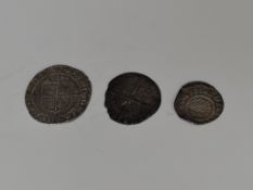Three Silver Coins, Henry II 1180-1189 Penny, Edward III 1351-1352 Half Groat and Elizabeth I 1558-