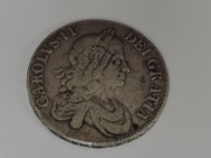 A GB Charles II 1668 Silver Crown, initials inscribed on head, possible love token