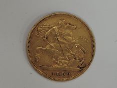 A United Kingdom Queen Victoria 1899 Gold Half Sovereign, no mint mark