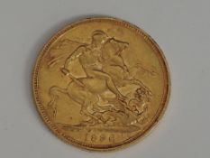 A United Kingdom Queen Victoria 1896 Gold Sovereign, Melbourne Mint mark