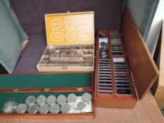 Three wooden boxes of coin, two containing modern Crowns including GB and Commonwealth and the third