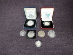 A small collection of Silver Coins and Medallions including Silver Proof Piedfort 2000 Public