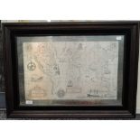 The Royal Geographical Society Silver Map, engraved world map with depictions of various sea life,