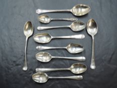 A group of ten mixed silver spoons, various dates, maker and designs, 133grams gross.