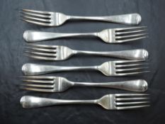 A set of six Edwardian silver table forks, Old English Pip pattern, marks for Sheffield 1902,