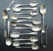 A selection of mixed silver spoons, varying design, dates and makers, 218grams gross.