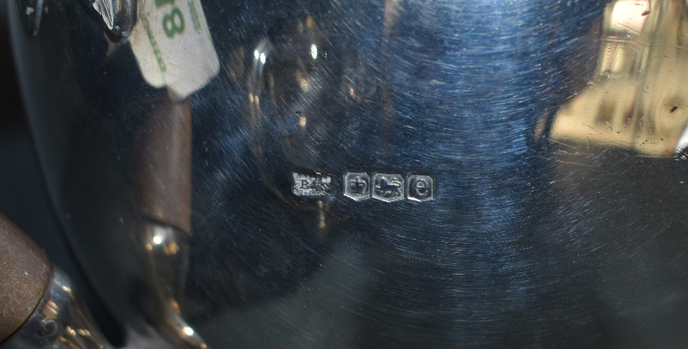 A 1920's three piece silver teaset, of circular form with shaped rims, marks for Sheffield 1922, - Image 3 of 5