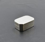 A small Georgian silver vinaigrette of plain canted rectangular form having pierced gilt grill and