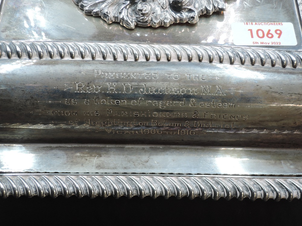 A large rectangular silver five piece lidded warming tureen of traditional form having gadrooned - Image 3 of 5