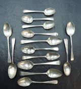 A group of fourteen 19th century Old English pattern teaspoons, some engraved, various dates and