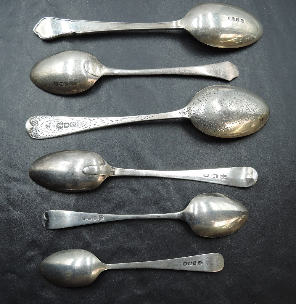 A group of six hallmarked silver spoons, various dates, makers and designs 99grams gross. - Image 2 of 2