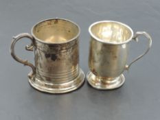 A 1930's silver tankard, with moulded circular base and simple ring decoration, marks for Birmingham