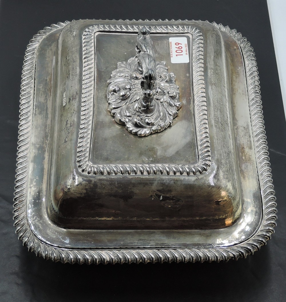 A large rectangular silver five piece lidded warming tureen of traditional form having gadrooned - Image 2 of 5
