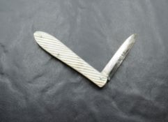 A Victorian mother-of-pearl mounted and silver bladed pocket or fruit knife, marks for Sheffield