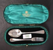 A cased child's Victorian/Edwardian silver spoon and fork of plain form, London 1900/01, Holland,