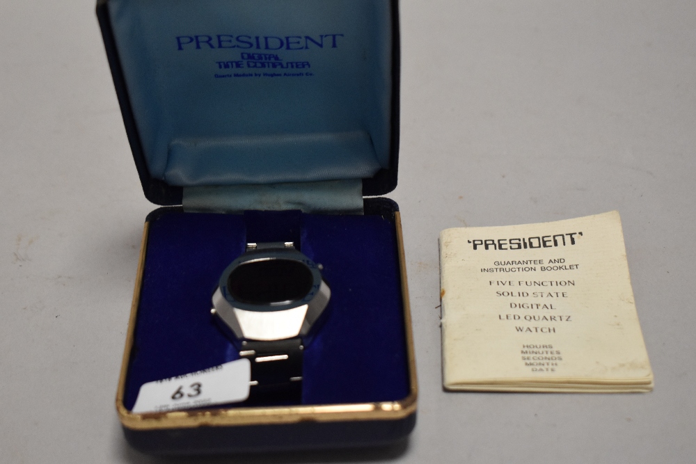 A collectable 1980's wristwatch by Hughes Aircraft co the President
