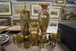 A selection of oriental items including a candle lantern, Buddha figure and similar