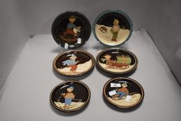 A set of six mid century Rheinluden display plates with winter scenes