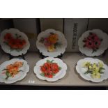 A set of six boxed Italian display plates by Capodimonte having porcelain floral designs