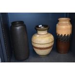 A collection of West German floor vases including Scheurich 505-41,Dee Cee(AF) and Bay 630 40.