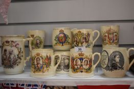 A selection of antique and later Royal coronation wares including Queen Victoria, Mary and George