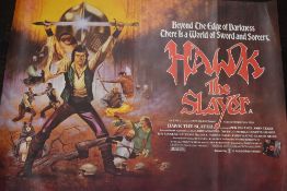 Eight genuine vintage film movie quad posters for cult fantasy and action interest including Hawk