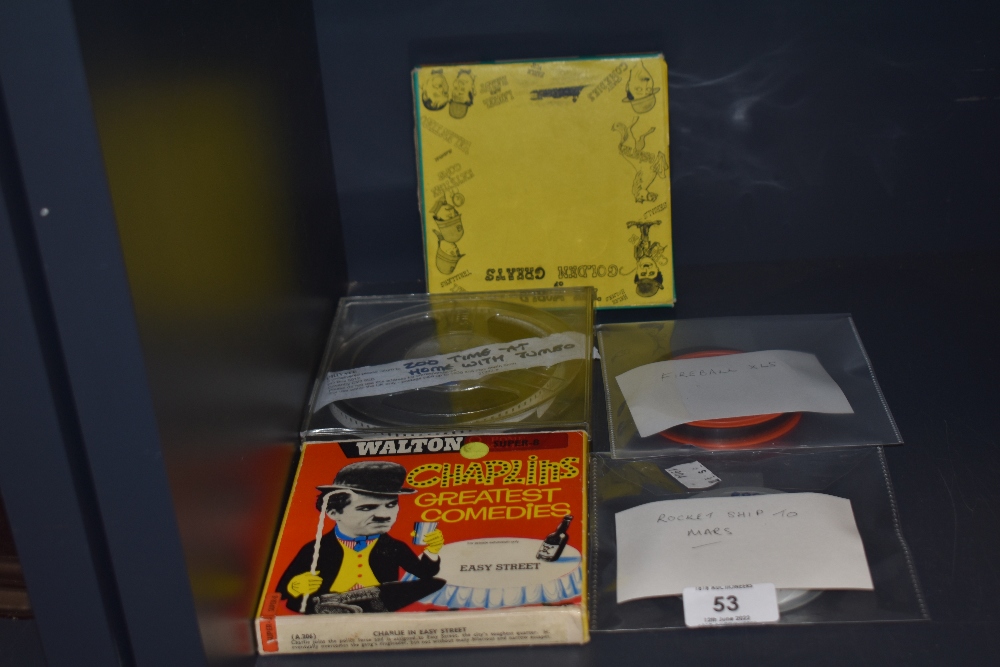 Five vintage 8mm films including Easy Street, Rocket ship to Mars, Fireball XL5 Jumbo and crazy