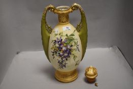 A late Victorian mantle vase by Royal Vienna bearing red stamp to base having pierced and gilt