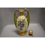 A late Victorian mantle vase by Royal Vienna bearing red stamp to base having pierced and gilt