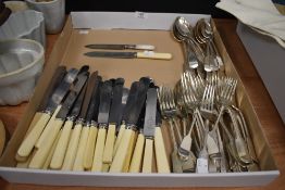 A selection of table wares and loose cutlery including Firth, Gladwin and Radiant silver