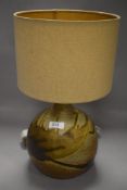 A studio pottery lamp base in a Scottish style