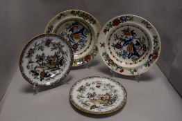 A selection of chinoiserie pattern plates, two by Ironstone and two Japan Opaque