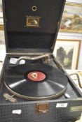 An Edwardian portable gramophone record player by HMV